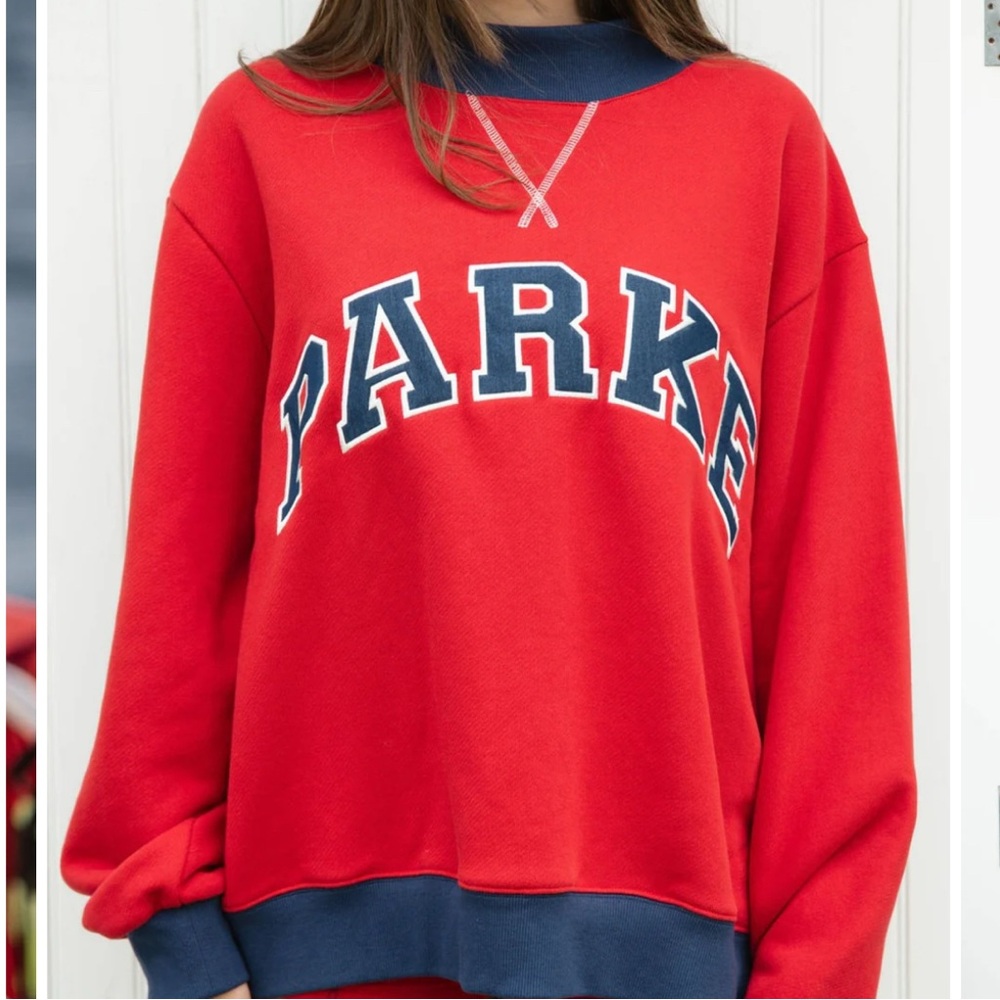 Parke Red and Blue Women's Crew Neck Sweatshirt